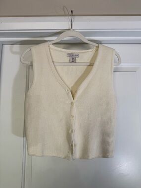 Sincerely Jules Cream Knit Button-Front Vest
